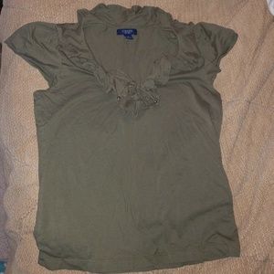 womens Medium short sleeve army green shirt